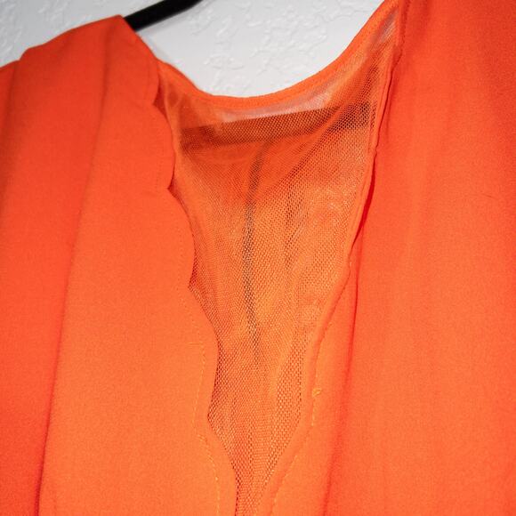 Coincidence & Chance Urban Outfitters Orange Scalloped Peplum Dress 2 - Picture 3 of 8